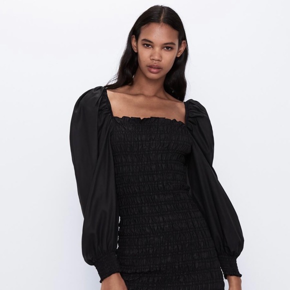 Zara Black Dress Balloon Sleeves SOLD - Picture 3 of 5